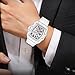 BESTKANG Fashion Hollowed Men Watches Transparent Tonneau Analog Display Quartz Date Waterproof Male Wrist Watch (White)