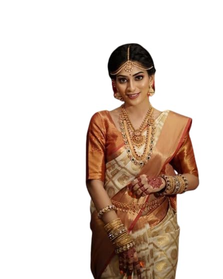 Image of Flosive Women's Kanjivaram Silk Saree With Handloom Weaving Work With Blouse Piece