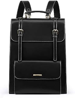 ECOSUSI Laptop Backpack for Women PU Leather Backpack Vintage for Laptop 15.6 inches