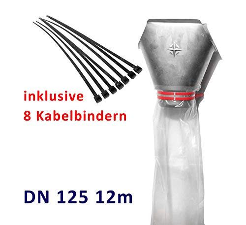 12 Meter Dachrinnenschlauch DN125 mit 8 Kabelbindern Regenrinnenschlauch Fallrohrprovisorium Fallrohrschlauch (transparent) UV beständig WeltiesSmartTools