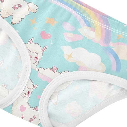 Wusikd Alpaca Girls' Underwear Cotton Rainbow Girls Briefs Soft Toddler Underwear 2T4