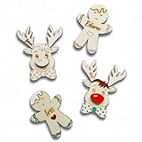 Genérico Ideas CAÓTICAS | Marca sitios Navidad Pack 20 Marca sitios. Personalizados con Nombre. Elige Entre Renos y Galletas. Pintados o sin Pintar. Fabricados en Madera.