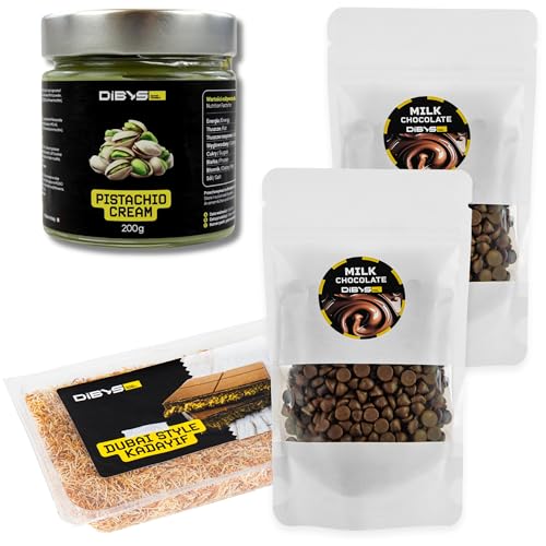 DIBYS Kit Chocolate Dubái – 200g Crema de Pistacho, 300g Chocolate Premium, 200g Kadayif Crujiente – Idea de Regalo Gourmet y Creativa