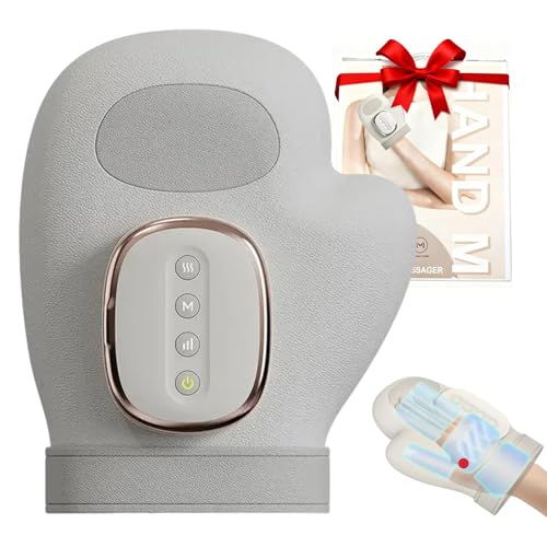 AURIVEE Massaggiatore Mani Intelligente，Con Calore & Compressione Aria, 3 Modalità 5 Intensità, Senza Fili per Conforto & Relax Mani, Ricaricabile Regalo