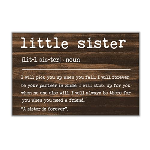 Plaque en bois Little Sister Evans1nism de 30x45 cm pour déco murale