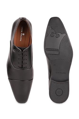 Image of Louis Philippe Men Premium Leather Breathable Lining Material Anti Slip with Heel TPR Sole Formal Oxford Shoes