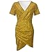 ZBYY Women's Sequin Mini Dress,Sexy Sequin Glitter Deep V Neck Ruched Shorts Sleeve Mini Party Clubwear Bodycon Dress