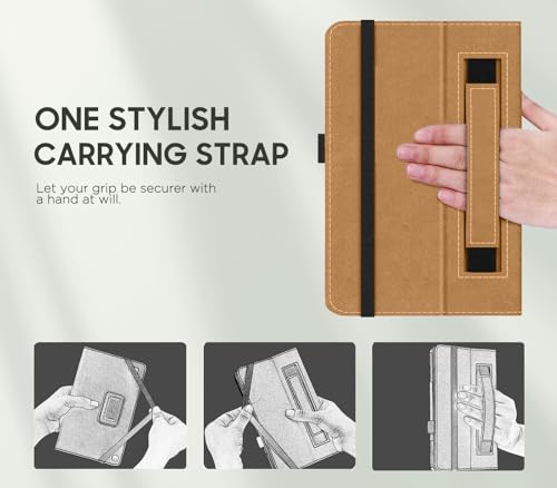 Image of MoKo Case Fits Amazon Kindle Fire HD 10 Tablet(13th /11th Gen) 10.1 inch,Brown | Slim Folding Stand Cover for 10.1 inch Fire HD 10 /10 Plus Tablet , 2023 /2021, Auto Wake /Sleep, Hand Strap, Dual Angle, Pen Loop