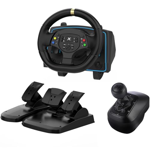 DOYO Volante da gioco, Volante da corsa a 1080° con pedali e cambio, Volante con doppio motore Force Feedback per PC, Xbox ONE, Xbox Series X, Xbox 360, PS4, PS3, PS5, Nintendo Switch, Android