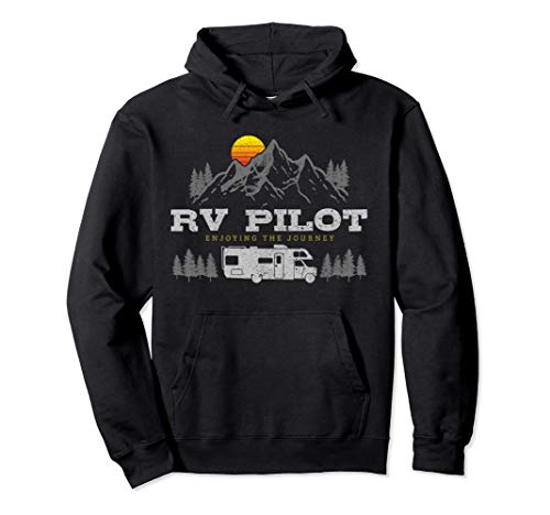 RV Pilot Vintage Mountains Camping Road Trip Camper Gift Pullover Hoodie
