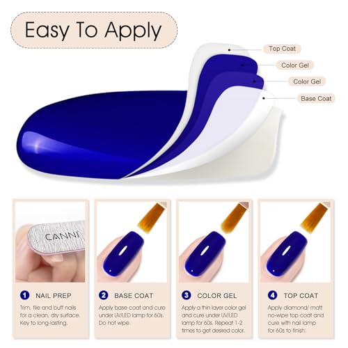 Image of CANNI 9ml Royal Blue Gel Nail Polish, High Gloss UV LED Soak Off Gel