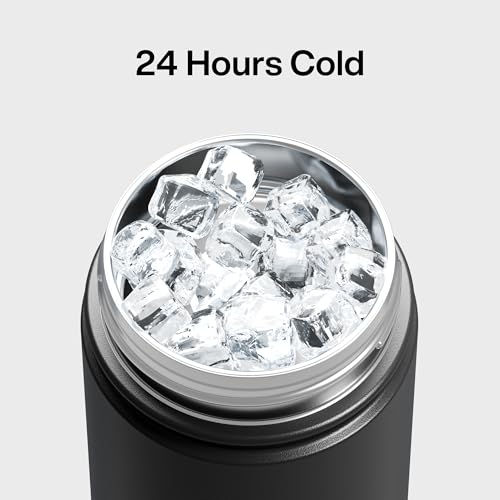 Image of Kids Insulated Water Bottle with Straw - 12oz Stainless Steel Water Bottle with Dual Spouts, Leak-Proof, BPA-Free, Double Wall Vacuum Keeps Cold for 24 Hours for Sports, Travel, School (Black Night)
