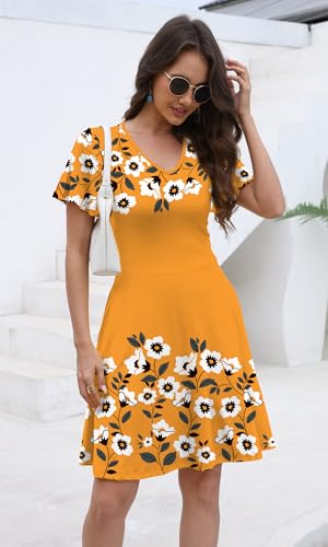 Image of COSSEN Women's Casual Short Sleeve Dress with Pockets