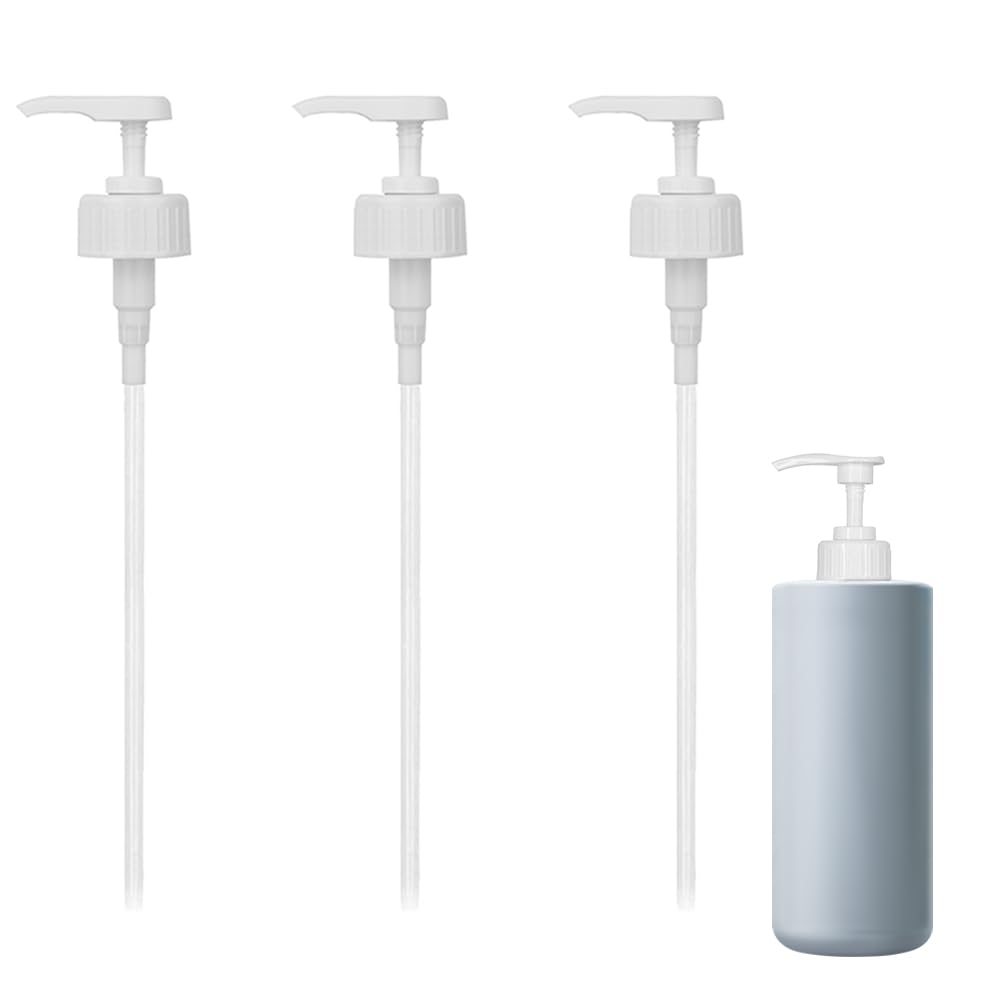 Mnucyipiu White 3Pcs 5L Pump Dispenser 38Mm Screw Top Pelican Dispenser Pump Leak-Proof 3 With Tube For Shampo Lotion Soap Detergents Cooking Relishes