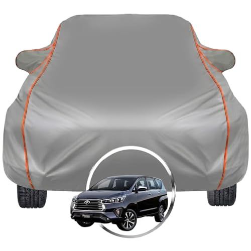 Image of Pivalo Car Cover for Toyota Innova Crysta - Fits All Model & Year | 100% Waterproof All-Weather UV & Paint Protection | Premium 3-Layer Fabric | Triple Stitched with Reflective Piping (Grey)