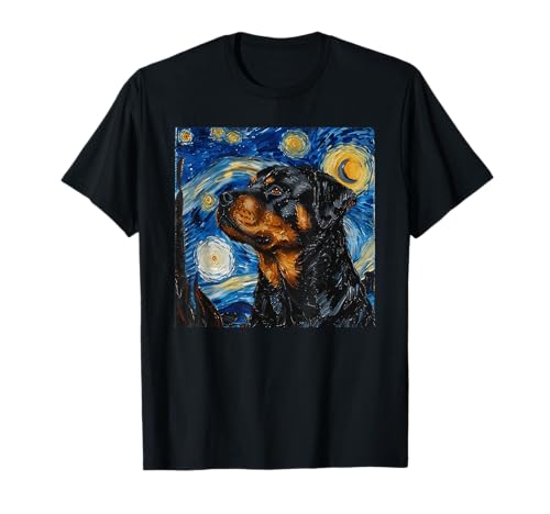 Rottweiler Dog Van Gogh Style Starry Night T-Shirt
