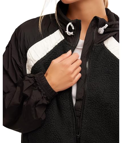 Free People, Women's, Amelia Zip Up Fleece, Black/White Combo, X-Large4