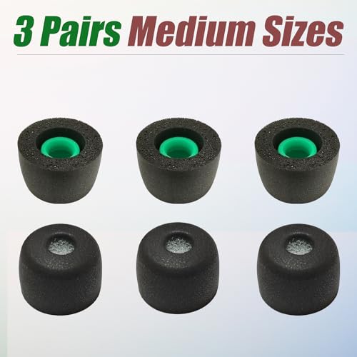 Image of Luckvan Memory Foam Ear Tips for Sony WF-1000XM5 Replacement Earbuds Tips for WF-1000XM5 WF-1000XM4 fit in Case, 3 Pairs Black Medium