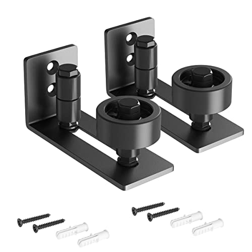 Image of SMARTSTANDARD Sliding Barn Door Floor Guide for Bottom Adjustable Roller - 8 Setup Options for DIYers - Flush Design Bottom Flat Barn Door Floor Guide Stay Roller (Black) 2PCS