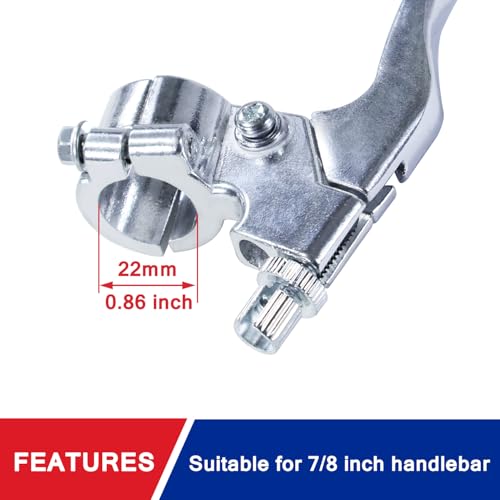 Image of 7 /8 inch Dirt Bike Left Brake Clutch Handle Lever Perch for SSR110 KX65 YZ80 CRF50 XR50 DR125 KLX110 Coolster Apollo RFZ125 Tao Tao DB17 Chinese Pit Dirt Bike Coleman CT100U CT200U Mini Silver