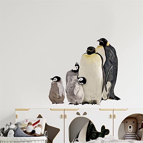 Pegatina de pared familia pingüino vinilo removible impermeable miniatura 2