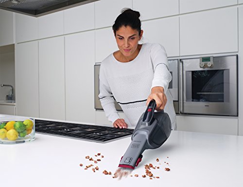 BLACK+DECKER DVJ315B-QW Aspirateur à main sans fil - Autonomie : 14 min - Charge : 4h - Base de charge - Prolongateur intégré et brosse retractable, 10.8V, Noir et rouge, 500 ml - Image 3