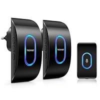 TECKNET Türklingel IP65 Funkklingel aussen wasserdicht, 400m Reichweite funkklingel 2 empfänger, 5 Lautstärkestufen, 60 Melodien klingel haustür Mit LED-Blitz