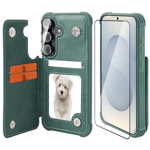 Étui magnétique Galaxy S25 avec porte-cartes et clapet à rabat de protection intégrale