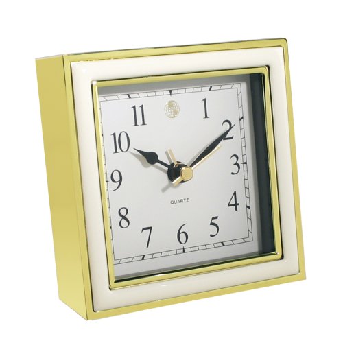 Natico 10-45888W  Alarm Clock, White Enamel And Gold #TOP20