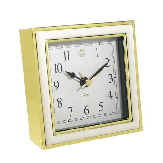 10-45888W Alarm Clock, White Enamel and Gold