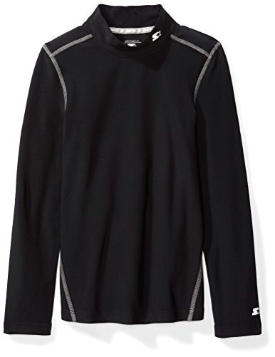 Starter Girls' Long Sleeve Mock Neck Athletic Light-Compression T-Shirt, Amazon Exclusive, Black, XL (14/16)