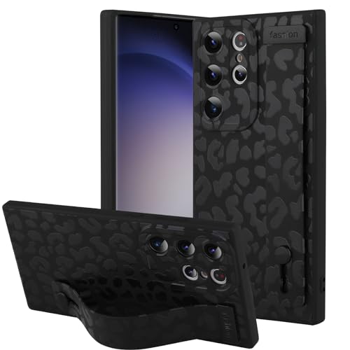 OOK Case for Samsung Galaxy S23 Ultra with Finger Strap Black Leopard