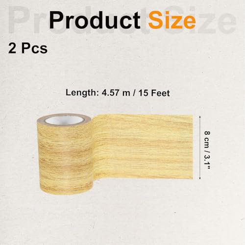 Image of PATIKIL Wood Grain Tape 3.15 inch x 15 Ft, 2 Pcs Self-Adhesive Wood Texture Repair Tape Realistic Wooden Effect Patch for Furniture Cabinets Floor Walls,Yellow Oak