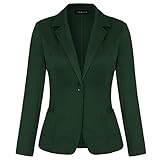 MINTLIMIT Blazers for Women Casual Long Sleeve Button Front Stretchy Work Office Blazers Jacket with Pockets (Dark Green - Size M)