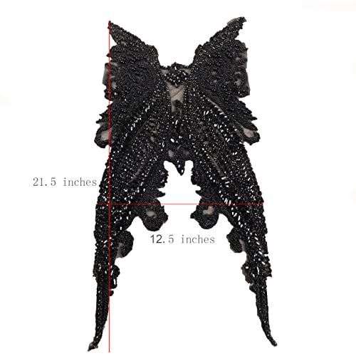 La Belleza Black Bodice Rhinestones Appliques Patch For Dress,Shinne Glass Rhinestones Hand-Made Beaded Appliques For Cloth Or Bridal 12.5" *21.5" Large Pattern And Can Be Cut For Designs #TOP6