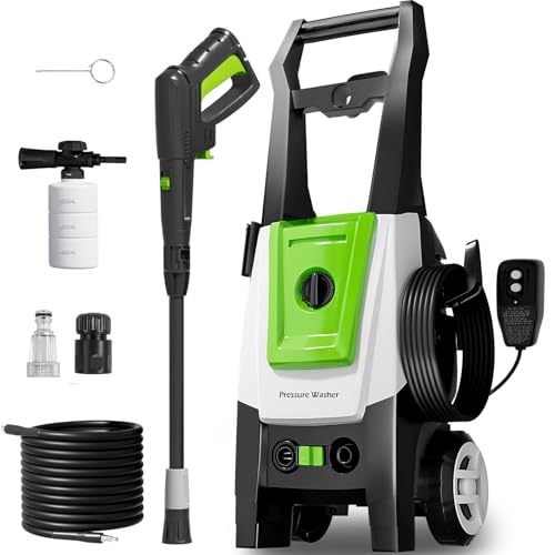 Pressure Washers 2000w 160Bar 7.5L/min Jet Washers Pressure Washers with Adjustable 600ML Foam Cannon &Nozzle Accessory,Power Washer for Patio Furniture,Garden,Home and Car