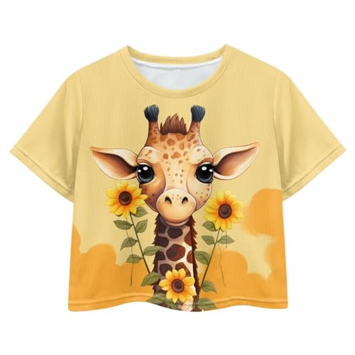Image of Kids T Shirt Short Sleeve Crop Tops for Girls Summer Clothes Pullover Tees Shirt 5-14