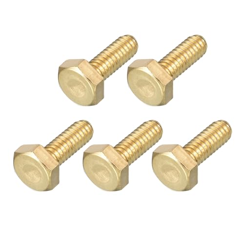 Image of METALLIXITY Hex Head Screw Bolt (1 /4-20x3 /4) 5Pcs, Brass Fully Threaded Solid Brass Hex Bolts Machine Screws - for Machinery Repair
