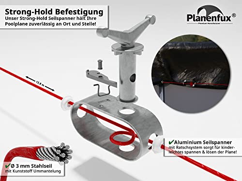 Poolabdeckung rund Planenfux 366 cm für Pools mit Ø 320-366 cm
