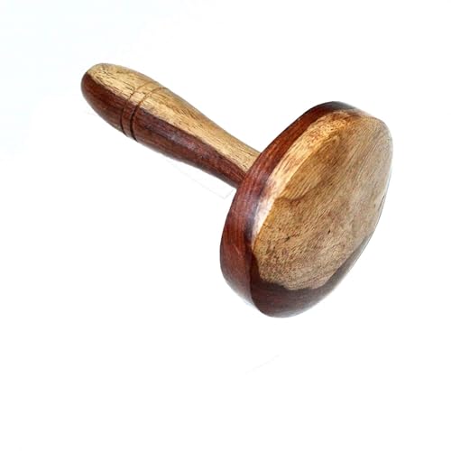 Image of Ace Wood Crafts Wooden Roti Chapati Press Tool, Traditional Round Flatbread Maker with Handle, Brown