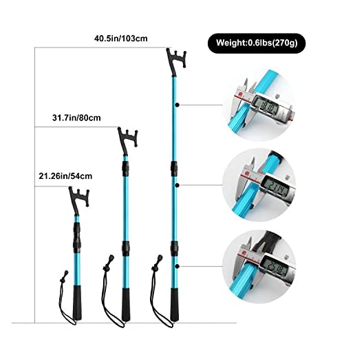 Image of SAN LIKE Telescopic Boat Hook,Aluminum Lightweight Push Pole with Floating Non-Slip Plastic Hand Grips for Docking,3-Stage Pole-Blue