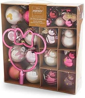 Primark Mickey & Minnie Mouse 25 Pink Baubles Hanging Christmas Decorations Xmas Tree Disney