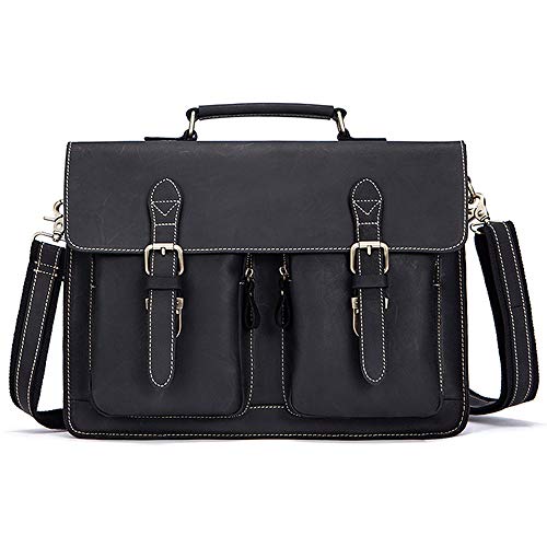 Mens Crossbody Messenger Bags Messenger Business Bags Leather Expandable Briefcase Shoulder Bag for Work Business