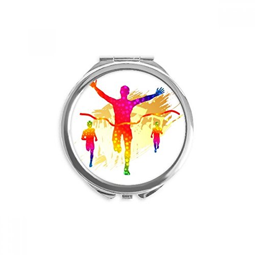 Miroir de poche football rond et portable pour maquillage de main multicolore