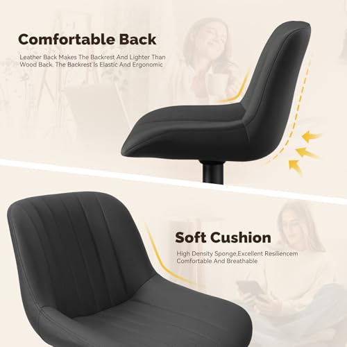 Image of Nalupatio Bar Stools Set of 2, Adjustable Modern Swivel Bar Stools with Backs, Counter Height Performance Fabric Island Chairs for Home Kitchen, Black