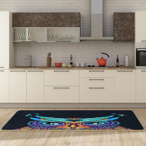 Alfombras de cocina absorbentes para pasillo y cuarto de lavado con estampado de búho 3