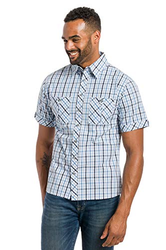 Ably Drifter Men's Button Up Short Sleeve Shirt | Repels Liquids, Stains, and Odors