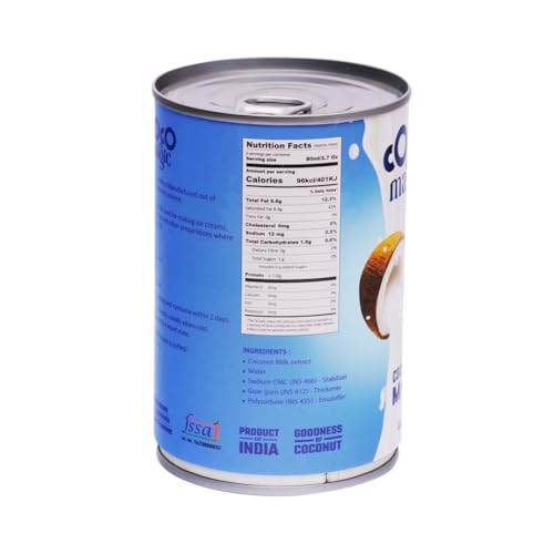Image of Cocomagic Pure Coconut Milk (400 Ml) [ 12% Fat|Rich & Creamy Texture|Enriched With Nutrients|No Added Artificial Sweeteners|Made in India] Used For Cooking & Baking Purposes