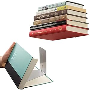 ROLLYWARE Metal Unique Design Invisible Book Shelf Floating Book Shelve Wall Mountad Shelf Holder Hanging Home Storage Rack For Home (Hold Upto 10 Books Per Self) Silver,Pack Of 1