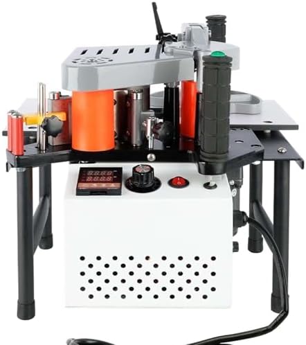 Portable Edge Banding Machine 1200W, Hot Melt Glue System (1000ml) for Woodworking, Double-Sided Gluing, Ideal for Straight & Curved Furniture Panels - Black